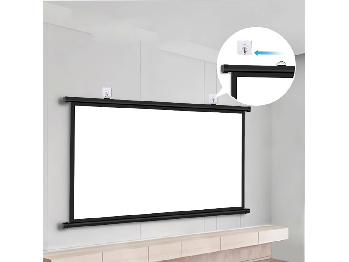 Pantalla de proyección portátil de 30 pulgadas con formato 16:9 para uso doméstico y en exteriores.