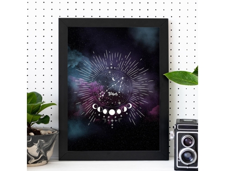 Póster NACNIC con La Constelación Piscis. Poster con Símbolo do Zodiaco en y Fondo do Cielo Estrellado