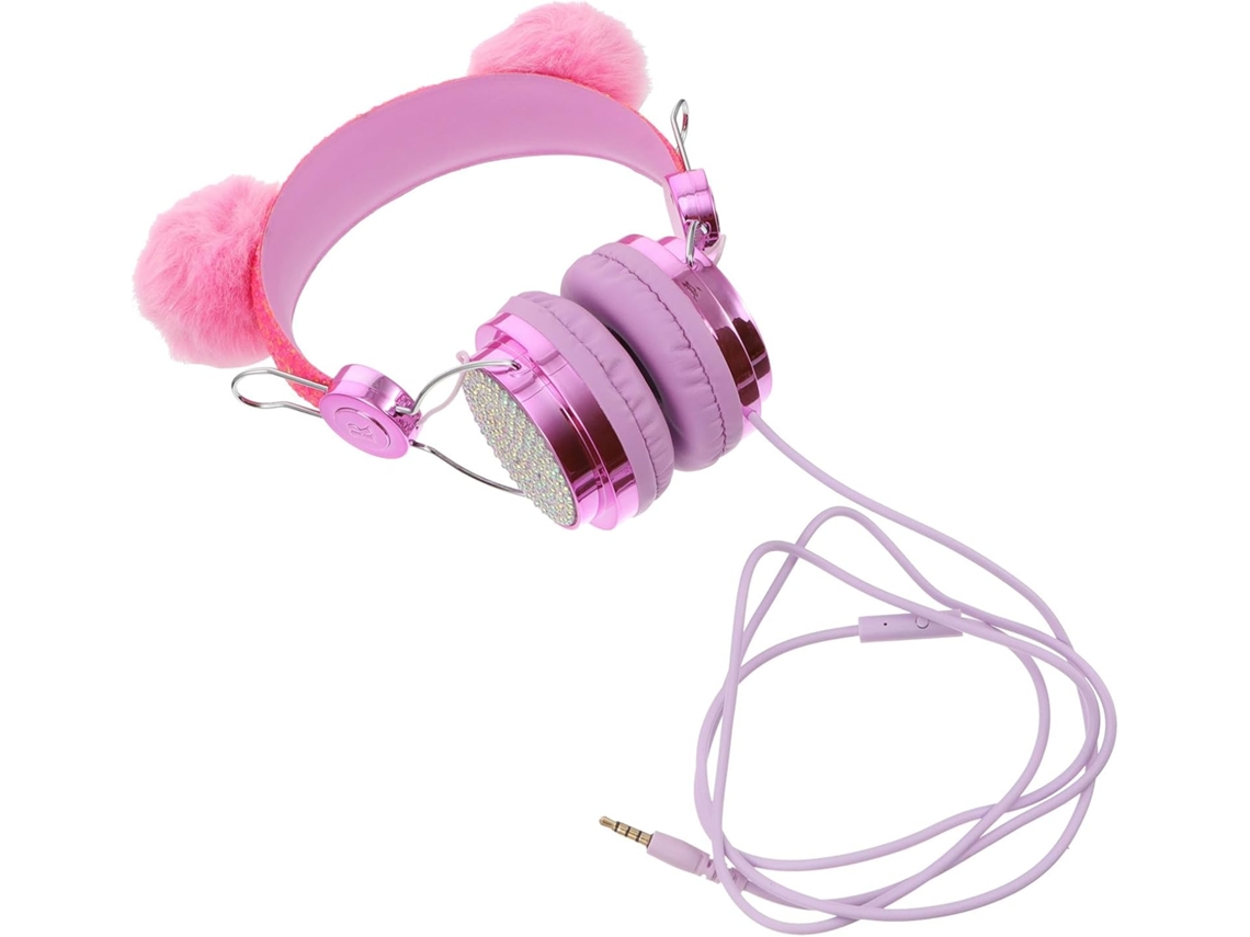 Auriculares Con Orejas De Gato, Brillantes Diamantes De Imitación Y Micrófono Para Niños Y Niñas - Alta Calidad