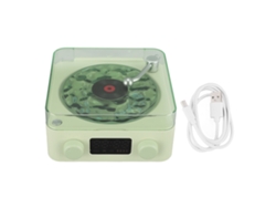 Altavoz Bluetooth Estilo Tocadiscos Con Luz Nocturna Y Pantalla De Hora Altavoz Estéreo Inalámbrico Multifunción Pequeño 3 En 1 Verde