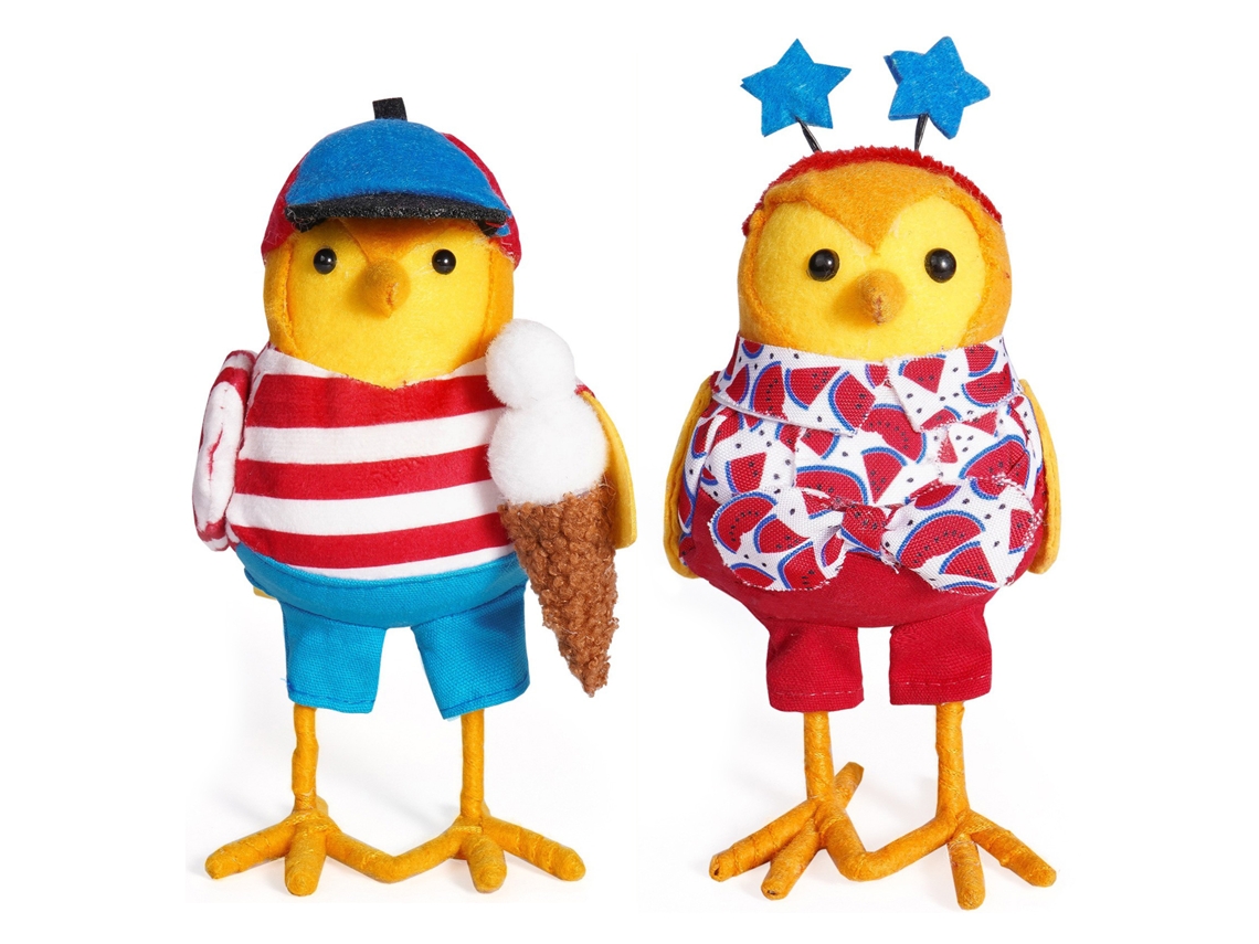 2 piezas decorativas con pájaros bonitos, estilo playa y verano.