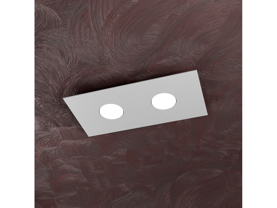 Lámpara de techo rectangular Toplight de 2 luces con luminaria GX53, estructura gris, diseño moderno, 40 x 20 x 3 cm.