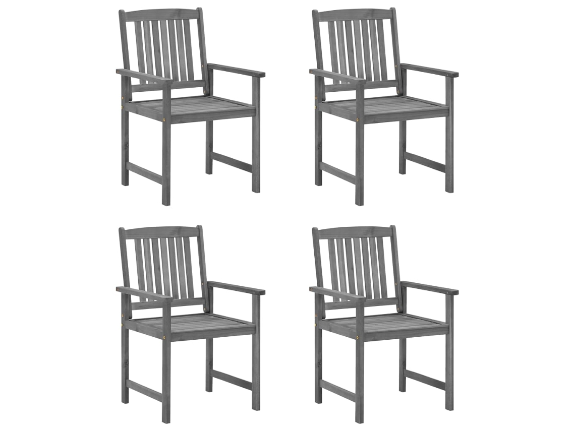 Maison Exclusive - Sillas De Jardín Con Cojines 4 Uds Madera Maciza De Acacia Gris