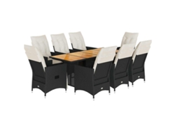 Maison Exclusive - Set De Comedor De Jardín 9 Pzas Y Cojines Ratán Sintético Negro