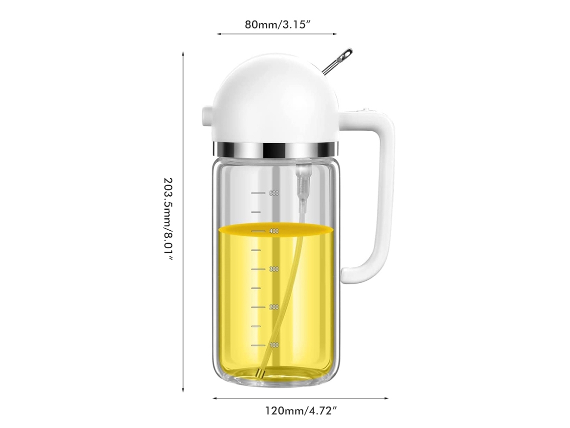 Botella De Aceite De Vidrio De Borosilicato 2 En 1 De 500 Ml Con Dispensador Y Pulverizador Para Cocina Y Barbacoa.
