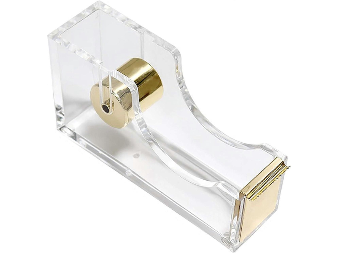 Dispensador de cinta adhesiva de acrílico transparente, cortador de cinta, material de oficina, antideslizante, fácil de usar. GOKOCO