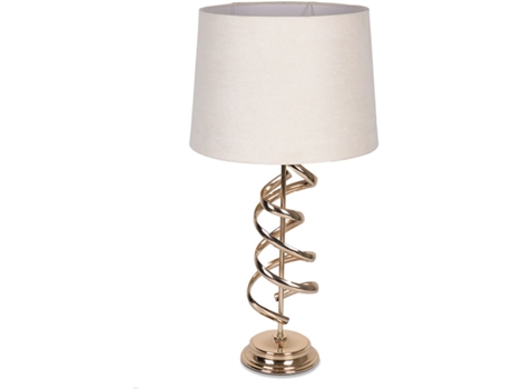 Lampara sobremesa de espiral de metal en color dorado con tulipa beige twist PRESUME DE CASA