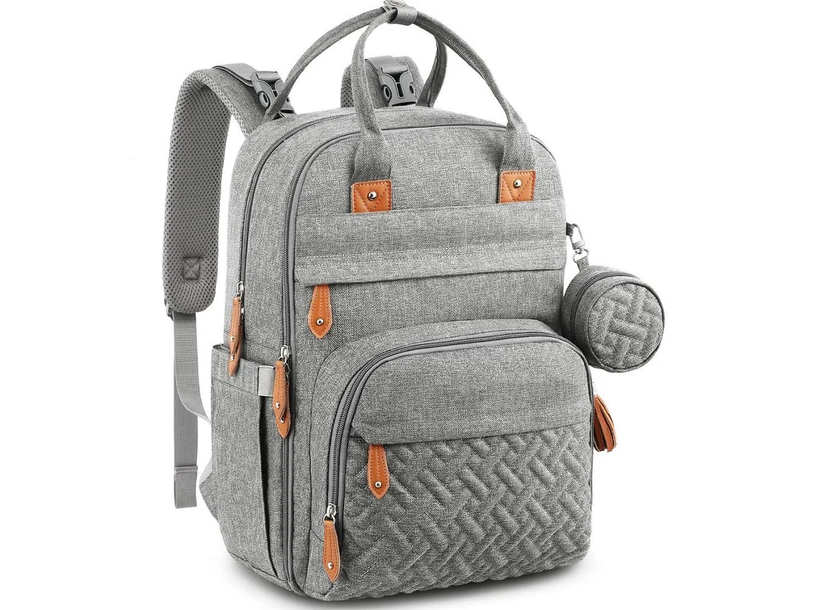 Bolsa Mamá Madre y Bebé Mochila para Cambio de Bebé, Bolsa para Pañales con Cambiador Gris Claro CUICH