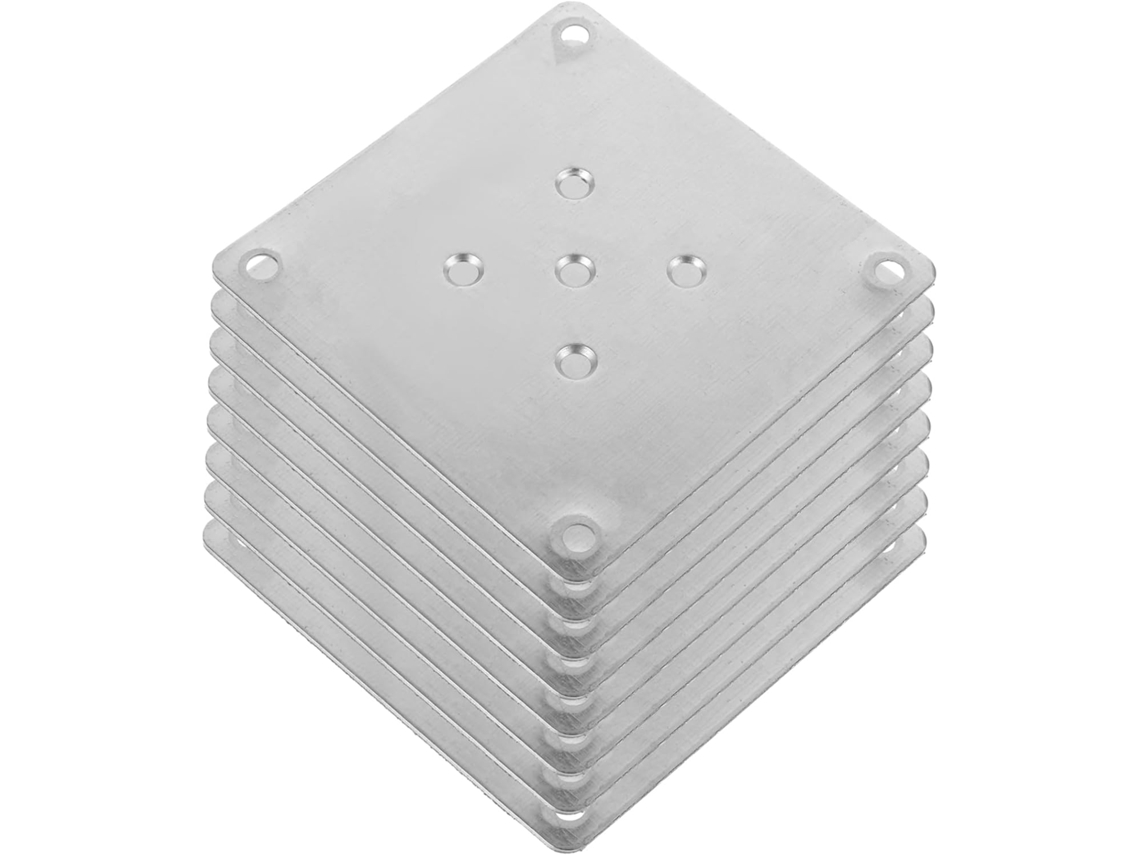 8 Placas De Montaje Planas Zinc Plateado Con 5 Orificios Para Una Fijación Estable Las Patas Mesas Y