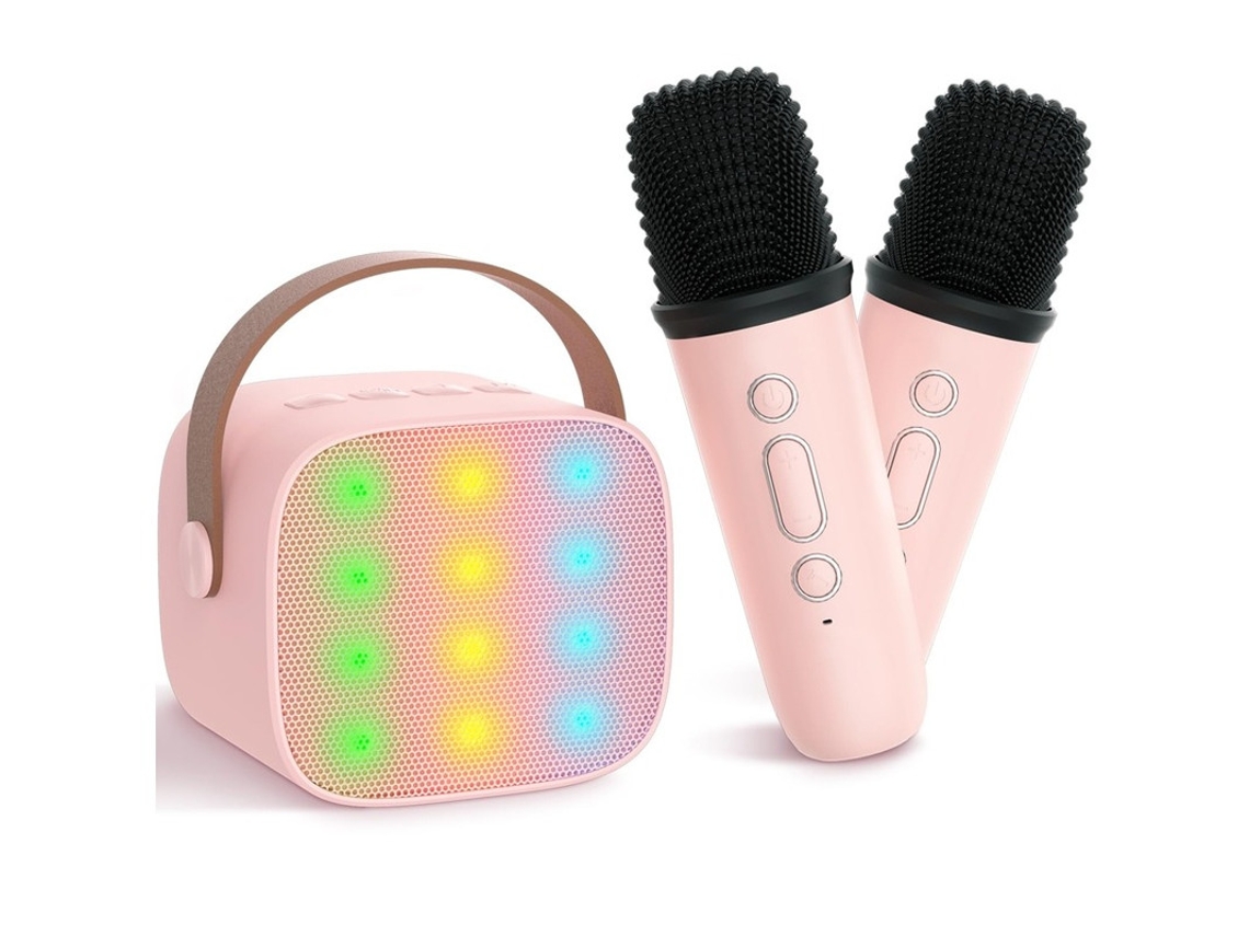 Máquina de karaoke para niños y adultos, mini altavoz Bluetooth portátil con 2 micrófonos inalámbricos, compatible con tarjeta TF, sonido potente Yizhood
