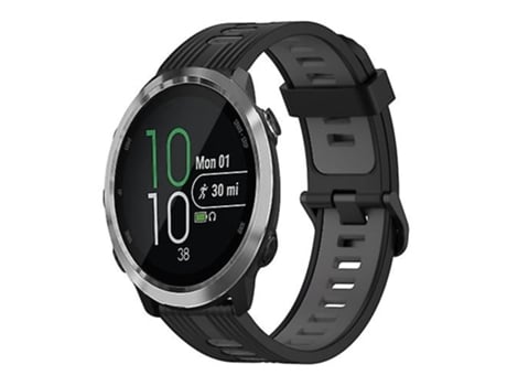 Correa De Reloj Inteligente Para Garmin Forerunner 645, Correa De Silicona Bicolor Con Patrón Vertical De 20Mm, Negro Y Gris VENISYMLIS