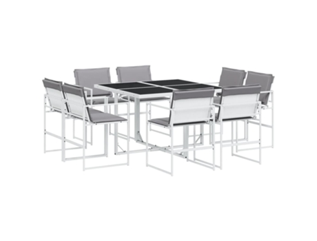 Conjunto 9 de comedor de jardín VIDAXL con cojines textilene blanco