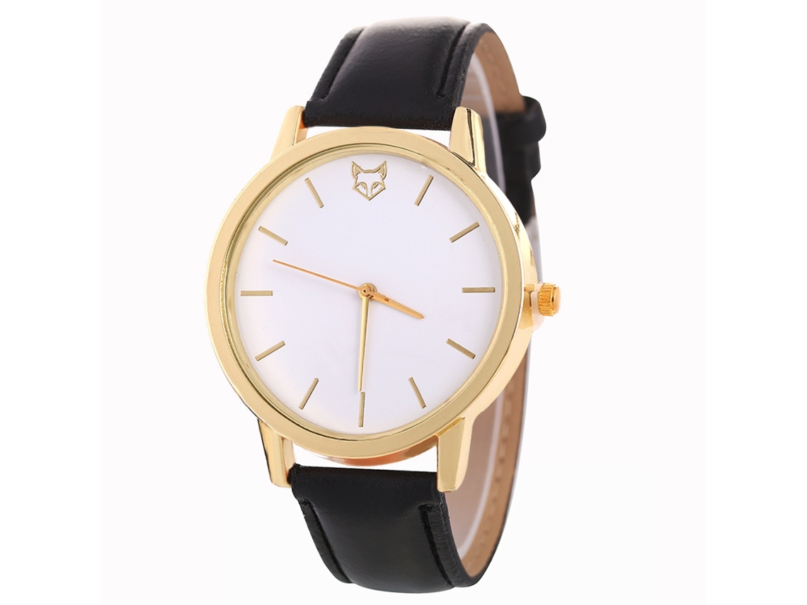 Reloj De Pulsera De Cuarzo Para Mujer Con Correa De Cuero Pu Zhoulianfa Moda Casual Negro