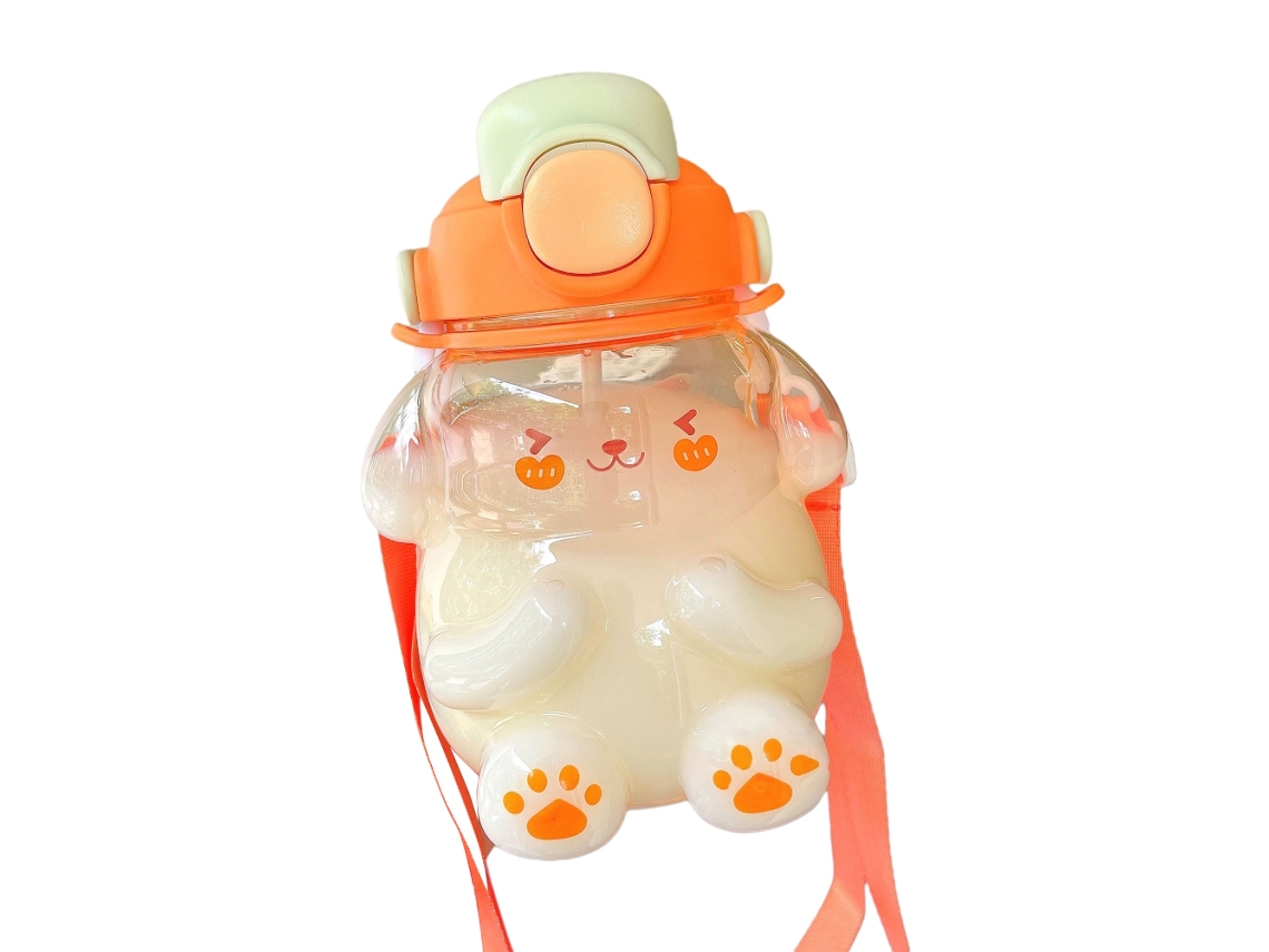 Botella De Agua Con Diseño De Conejito Adorable, Con Pajita, Gran Capacidad De 1100 Ml Y Mecanismo De Cierre, Ideal Para Acampar, Practicar Deportes Y Viajar.
