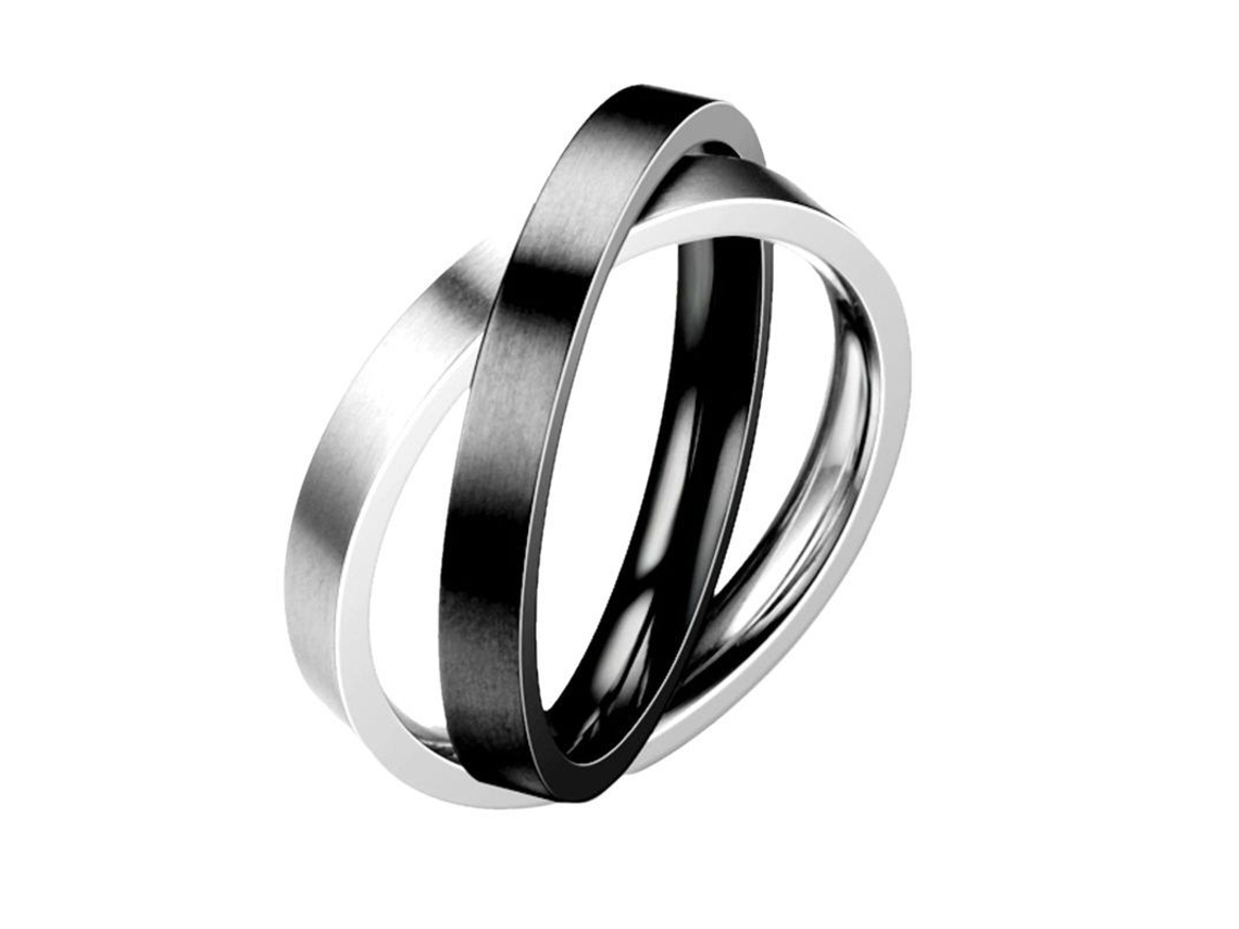 2026-anillo Apilable De Compromiso Linjou Diy De Acero Inoxidable Intercambiable Plata+negro Talla 7