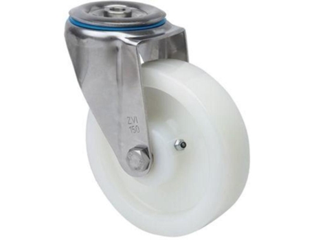 Rueda giratora agujero m12 inox.20zvli100-ft nylon blanco extrafuerte liso ALEX