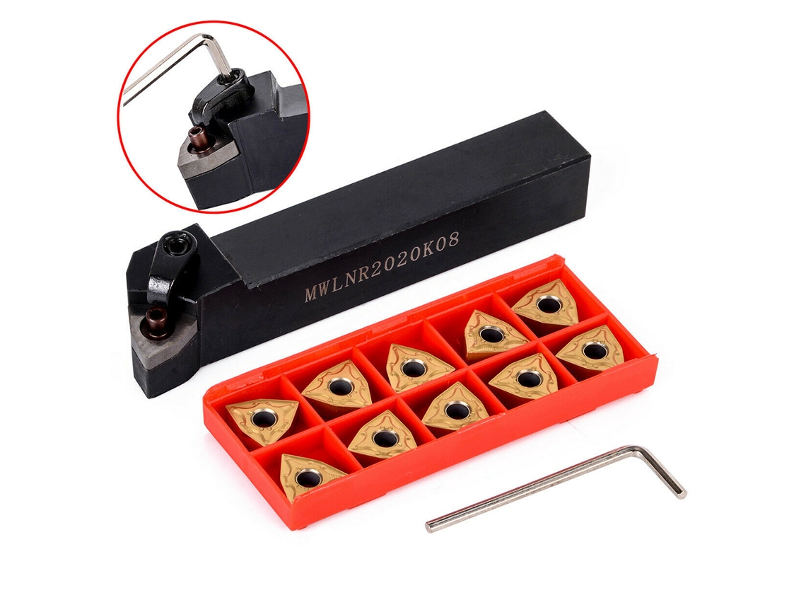 2026velora-portabrocas Mwlnr2020k08 + 10 Piezas Inserts Carburo Wnmg080404 + Llave Para Torneado De Tornillo