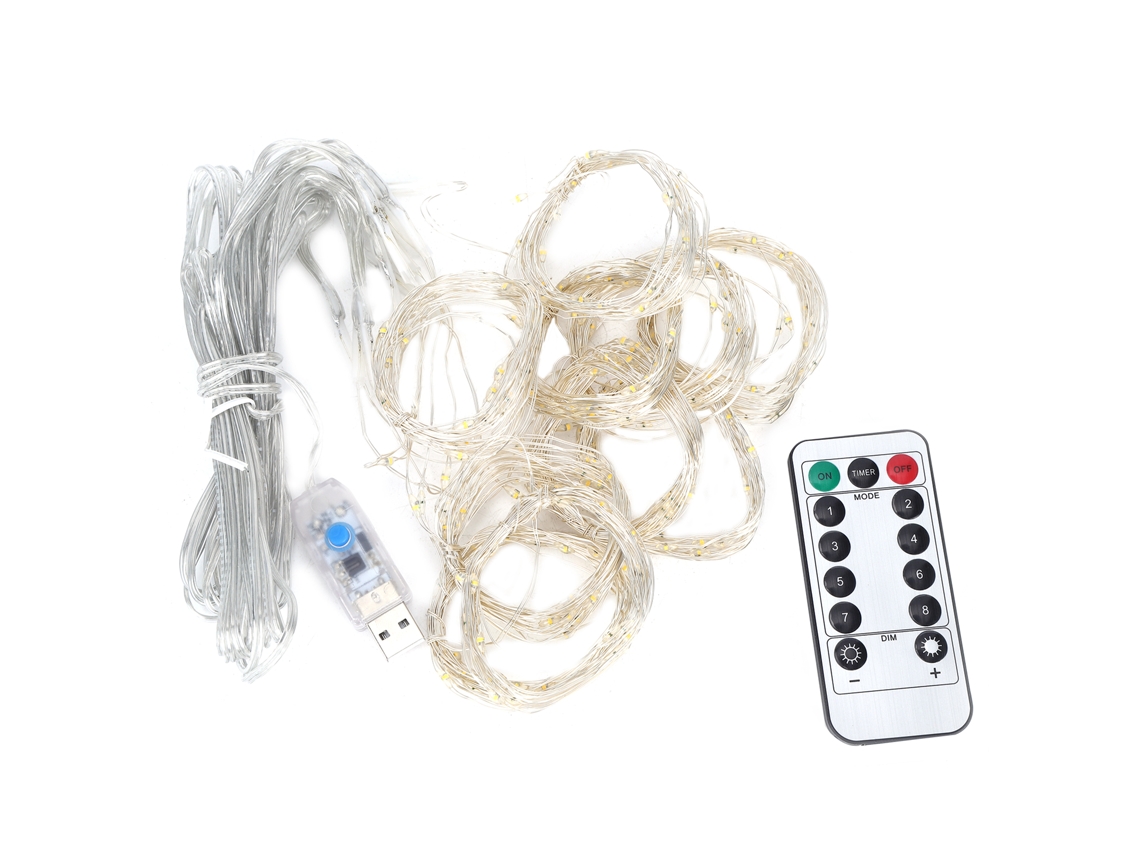 2026-luz De Cortina Con 300 Led Usb 3x3m Control Remoto Para Decoración De Hogar Fiesta Amarillo Cálido