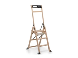 Escalera plegable Foppapedretti Lascala 3.0, 3 peldaños, madera maciza barnizada