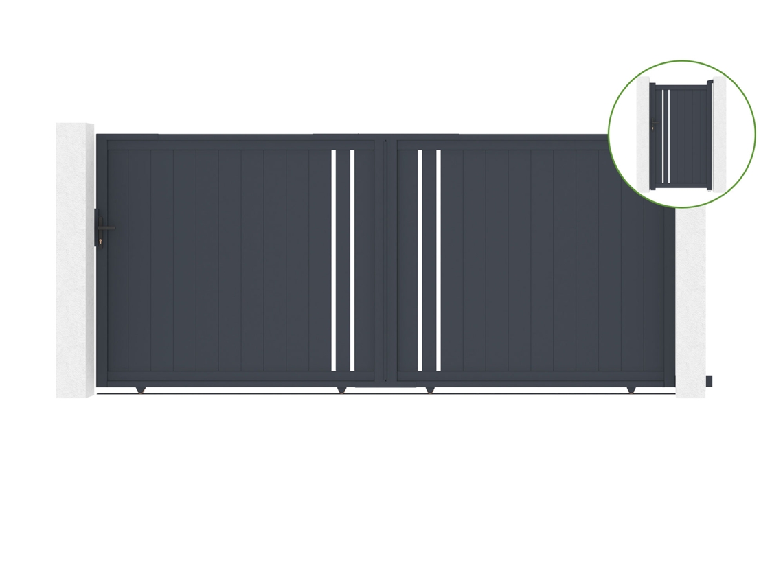 Puerta corredera 4m GIONA H.180cm aluminio cancela GIONA H180 GRIS CASANOOV