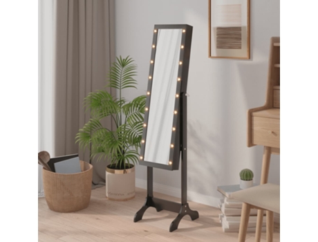 Espejo de pie con LED VIDAXL (Negro - 34x37x146)