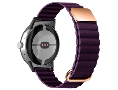 Correa de piel auténtica cierre rápido magnético con hebilla para Google Pixel Watch - purpúreo