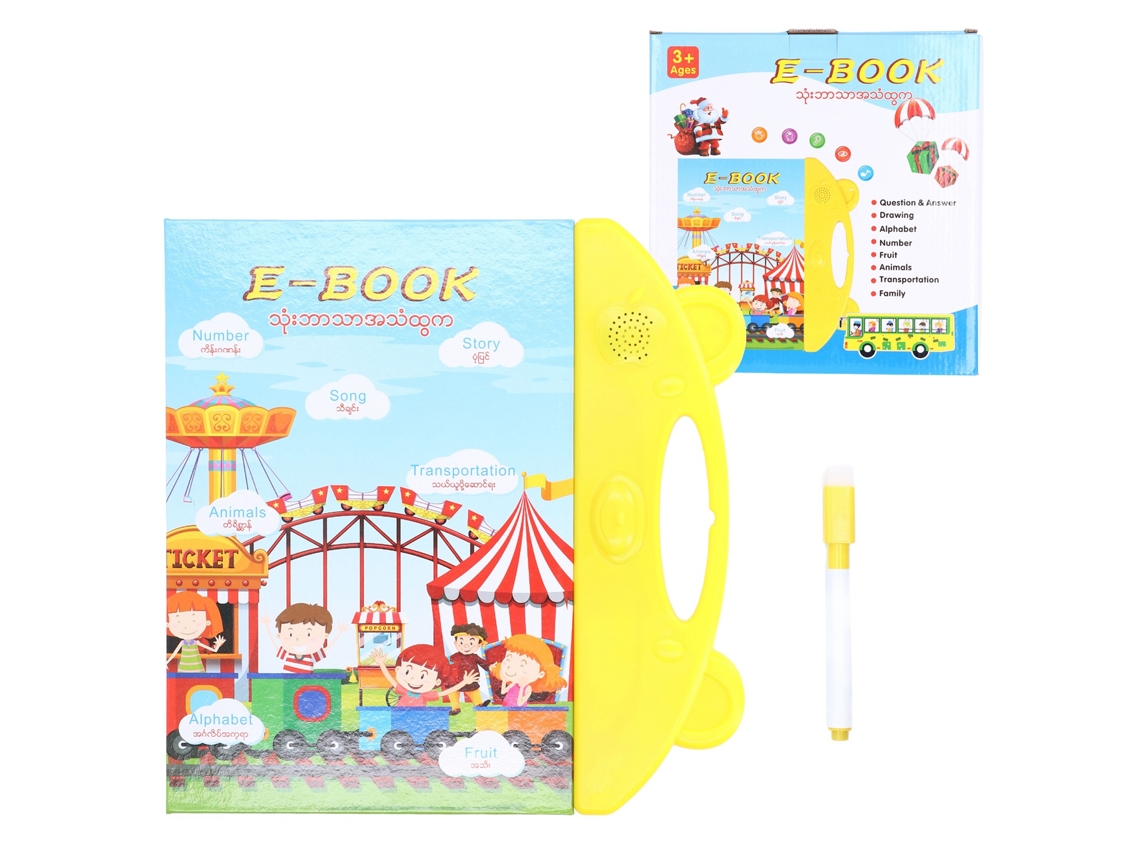 Bj-libro Electrónico Interactivo De Sonido Chino Inglés Birmano Para Niños Aprendizaje Educativo Temprano Inteligente