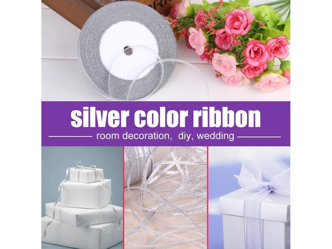 Rollo de cinta de embalaje dorada o plateada de 1 cm y 25 yardas para decoración de bodas (dorada)
