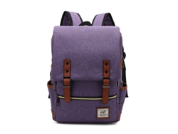 Mochila retro para portátil, ideal para viajes y la escuela, 16 pulgadas, color morado.