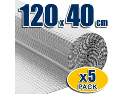 Paquete de 5 paneles aislantes para cajas de persianas. Evitan el calor y el frío. Fácil instalación. 100 láminas de aluminio y burbujas antihumedad (120 x 40 cm).