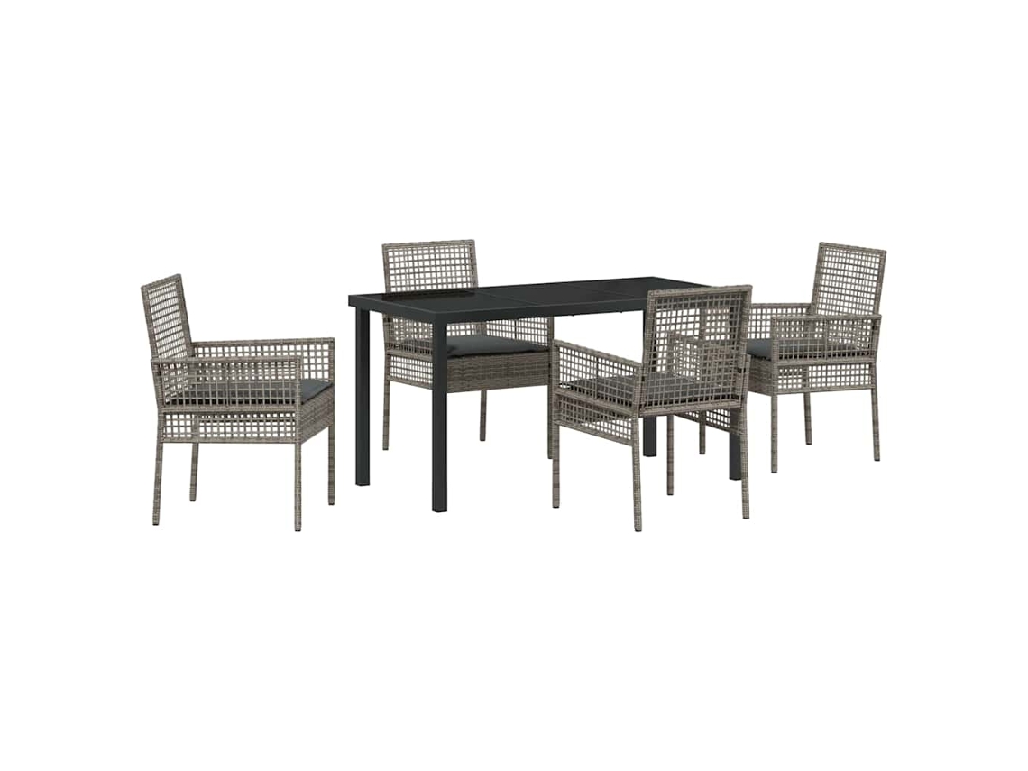 Maison Exclusive - Conjunto De Comedor De Jardín 5 Pcs Gris Ratán Sintético