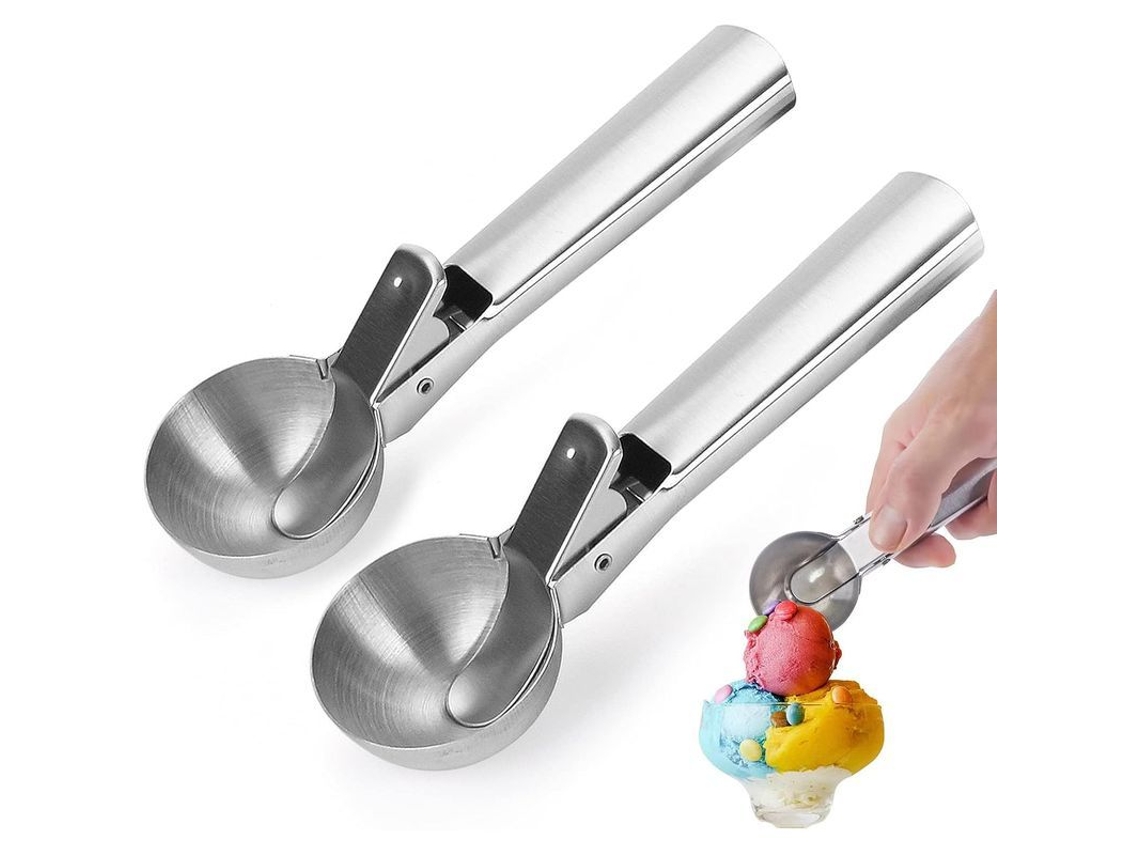 2026da-cuchara Para Helado De Acero Inoxidable Con Disparador, 2 Piezas, Diseño Ergonómico Y Multiusos