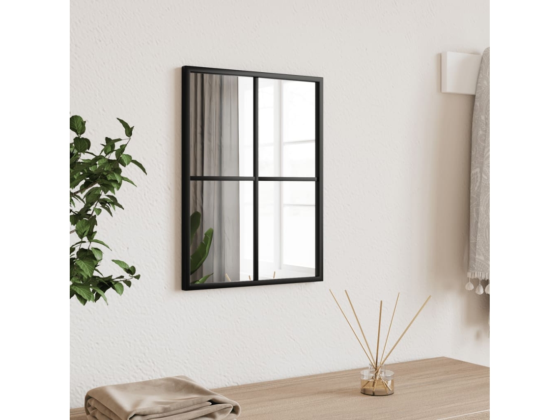 Espejo De Pared Rectangular De Hierro Negro 30x40 Cm
