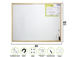 Pizarra Magnetica Blanca 45x60 cm Con Rotulador y 4 Imánes ORYX