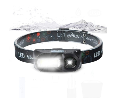 Linterna frontal Super brillante LED Linterna frontal COB luz de trabajo 7 modos de iluminación Alimentado por batería 18650 Adecuado para pescar, ...