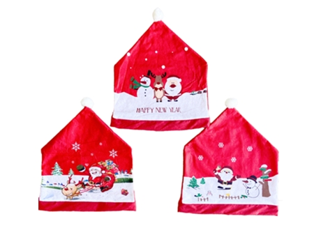 Cubierta de la silla de Navidad Santa Cap Muñeco de nieve Cubiertas de la silla roja Decoración Decoración de la cena del hogar de Navidad, 3 pieza...