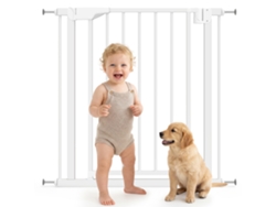 Barrera De Seguridad Para Mascotas Para Niños, 76-82 Cm, Doble Cierre Automático, Color Blanco.