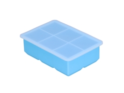 Molde Grande De Silicona Para Cubitos De Hielo Con Tapa, 6 Cubitos, Para Cubitos De Hielo, Pasteles, Chocolate, Pudín, Azul Cielo.