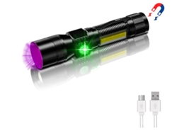 Linterna Con Luz Lateral Cob, Linterna Uv De 7 Modos De Lúmenes Altos, Linterna Led Portátil Ligera E Impermeable (negro)