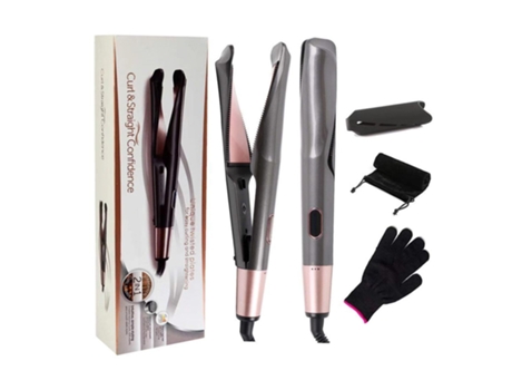Máquina rizadora del cabello LKC QIN21 profesional Plancha Pantalla LCD 2-in-1 - Gris