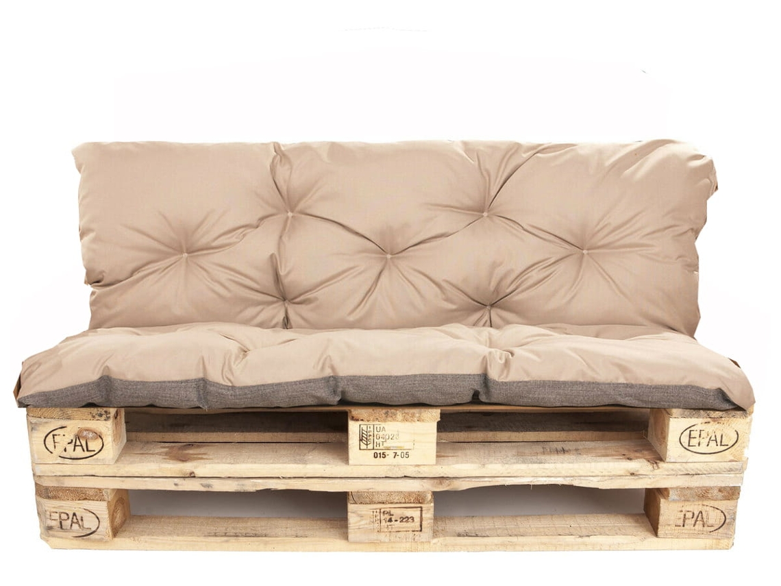Conjunto Cojines de Palet Asiento 120 x 50 y Respaldo 120 x 40 cm Beige cojines de sofá - cojín para palet de interior - exterior