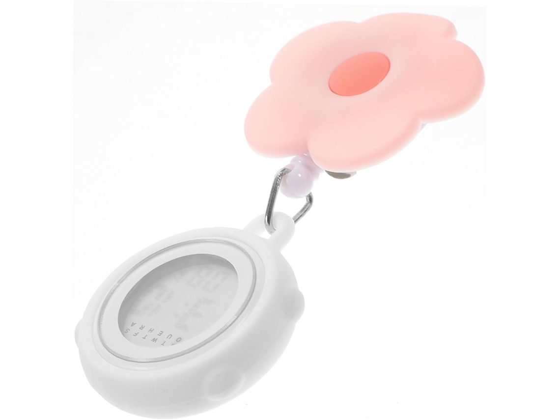 Reloj Electrónico Retráctil Silicona Acero Inoxidable Enfermera Mujer Médico Hospitalario Diseño Floral