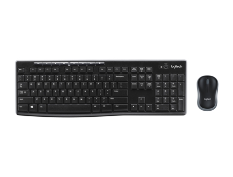 Teclado LOGITECH Mk270 (Inalámbrico - Inglés - Negro) + Ratón