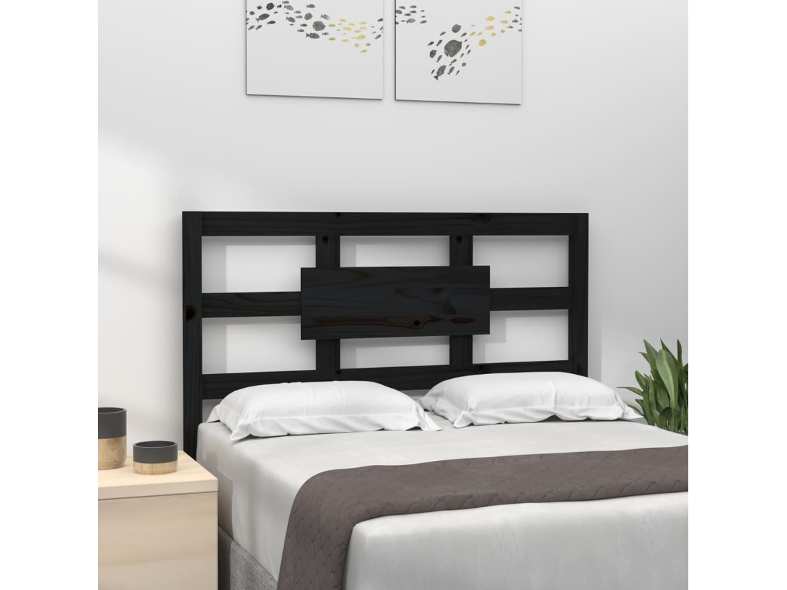 Cabecero De Cama Madera Maciza De Pino Negro 95,5x4x100 Cm