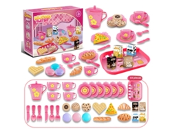 Juego De Juguetes Para Fiesta De Té (33 Piezas Rosa), Fabricado En Plástico, Incluye Postres Y Vajilla.