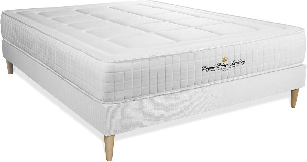 Conjunto de Somier Blanco + Colchón ROYAL PALACE BEDDING Balmoral (180x220 cm - Espuma Viscoelástica)