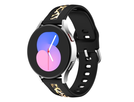 Correa de reloj inteligente para Samsung Galaxy Watch 5 de 40 mm/44 mm con estampado de grano vertical (estampado de leopardo negro)