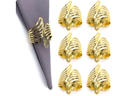 6 Servilleteros Dorados Con Alas, Juego De 6 Soportes Para Servilletas