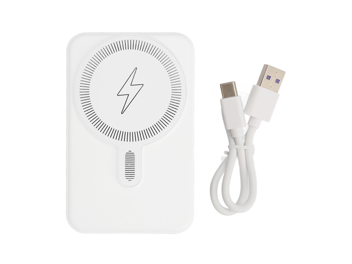 Cargador Inalámbrico Portátil De 10000 Mah Con Pantalla Led Y Batería Magnética Para Iphone 14, 13 Y 12 - Blanco