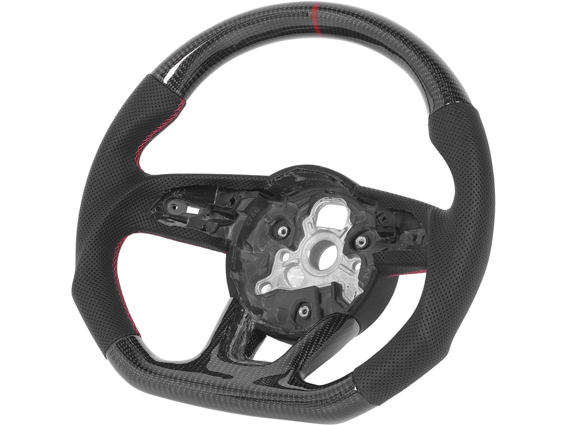 Volante de fibra de carbono y cuero napa con diseño de competición para RS3 S4 S5 2017+, base plana SFUSHOS